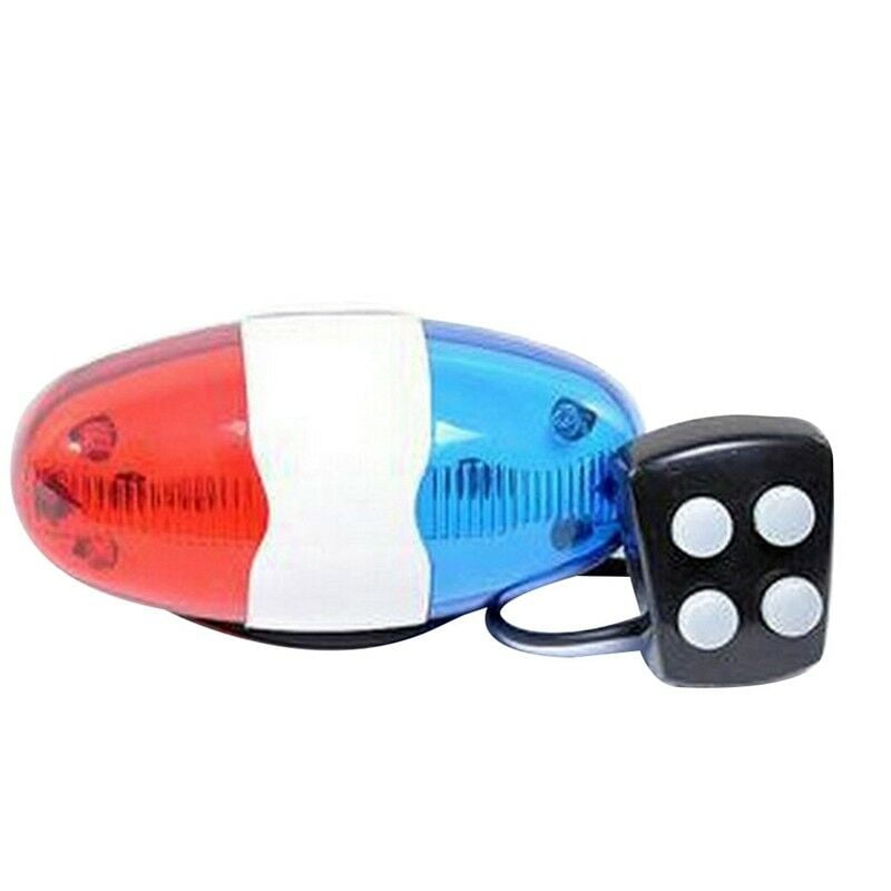Bike Bicycle 4 Sound Police Siren Trumpet Horn Bell 6 LED Rear Light DveUK New