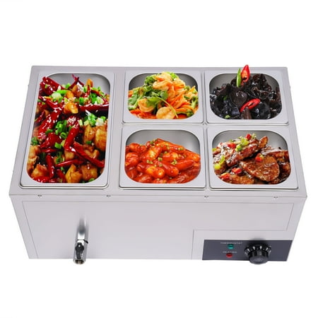 

TFCFL Commercial Food Warmer Stainless Food Warmer with 4 Small Trays 1 Big Tray
