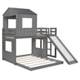 thumbnail image 6 of Harper & Bright Designs House Bunk Beds with Slide, Twin over Full Playhouse Bunk Bed, Wood Bunk Beds with Roof and Windows for Boys or Girls, Antique Gray, 6 of 16