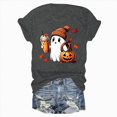 thumbnail image 5 of TOWED22 Halloween Teacher Shirts for Women Cute Pumpkin Ghost with Coffee Graphic T-Shirt Casual Fall Teacher Tee Tops(Dark Gray,XXL), 5 of 7