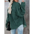 thumbnail image 4 of Spencer Women's Oversized Corduroy Shirt Casual Long Sleeve Button Down Boyfriend Blouses Tops (M, Darkcyan), 4 of 8