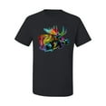 thumbnail image 2 of Wild Bobby, Colorful Rainbow Moose Head Wildlife Animal Lover Men's Graphic T-Shirt, Black, Small, 2 of 3
