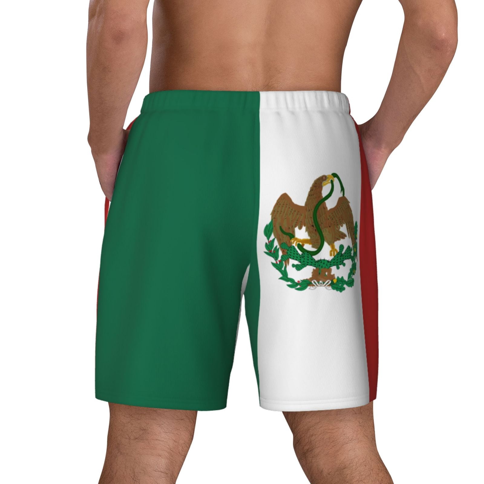 Men's Mexican Flag Swim Trunks with Compression Liner Bathing Suit Swimwear