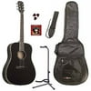 Austin Guitars 25 Series Dreadnought Acoustic Guitar Pack, Black