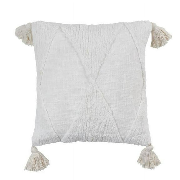 Saro Lifestyle Tufted Diamond Tassel Down Filled Throw Pillow