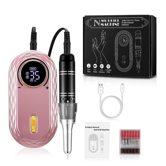 35000RPM Electric Nail Drill Machine, Professional LCD Display Portable All For Manicure Tool, Rechargeable Nails Art Set ,Easy to Use