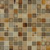 Manhattan Mounted Blend Random Sized Glass and Metal Mesh Glossy Mosaic in Brown