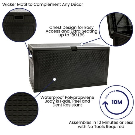 Flash Furniture - Nobu 120 Gallon Patio Storage Box - Black