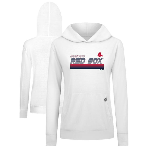 Women's Levelwear White Boston Red Sox Relay Breaker Pullover Hoodie