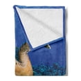 thumbnail image 2 of Turtle Soft Flannel Fleece Blanket, Cheloniidae in Deep Blue Ocean Aquatic Endangered Wildlife Nature Photo, Cozy Plush for Indoor and Outdoor Use, 60" x 80", Violet Blue Pale Brown, by Ambesonne, 2 of 5