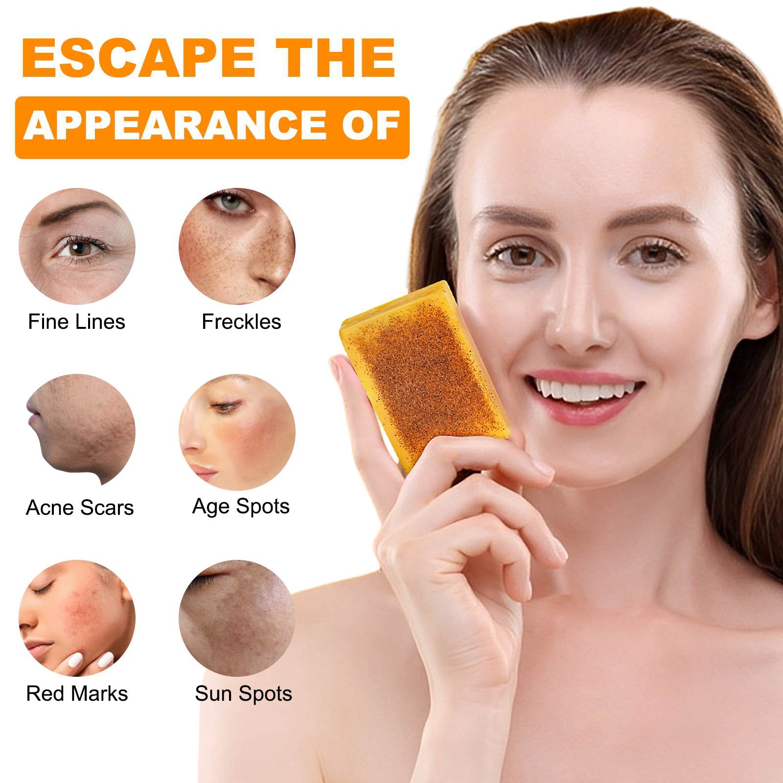 3PCS ikzee Kojic Acid Lemon Turmeric Soap for Face and Skin, Acne Scar - Dead Skin - Deep Cleansing - Refreshing (Foam Net Included)