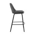 thumbnail image 3 of Armen Living Indoor Carise Gray Faux Leather and Black Metal Swivel 30" Bar Stool, 3 of 11