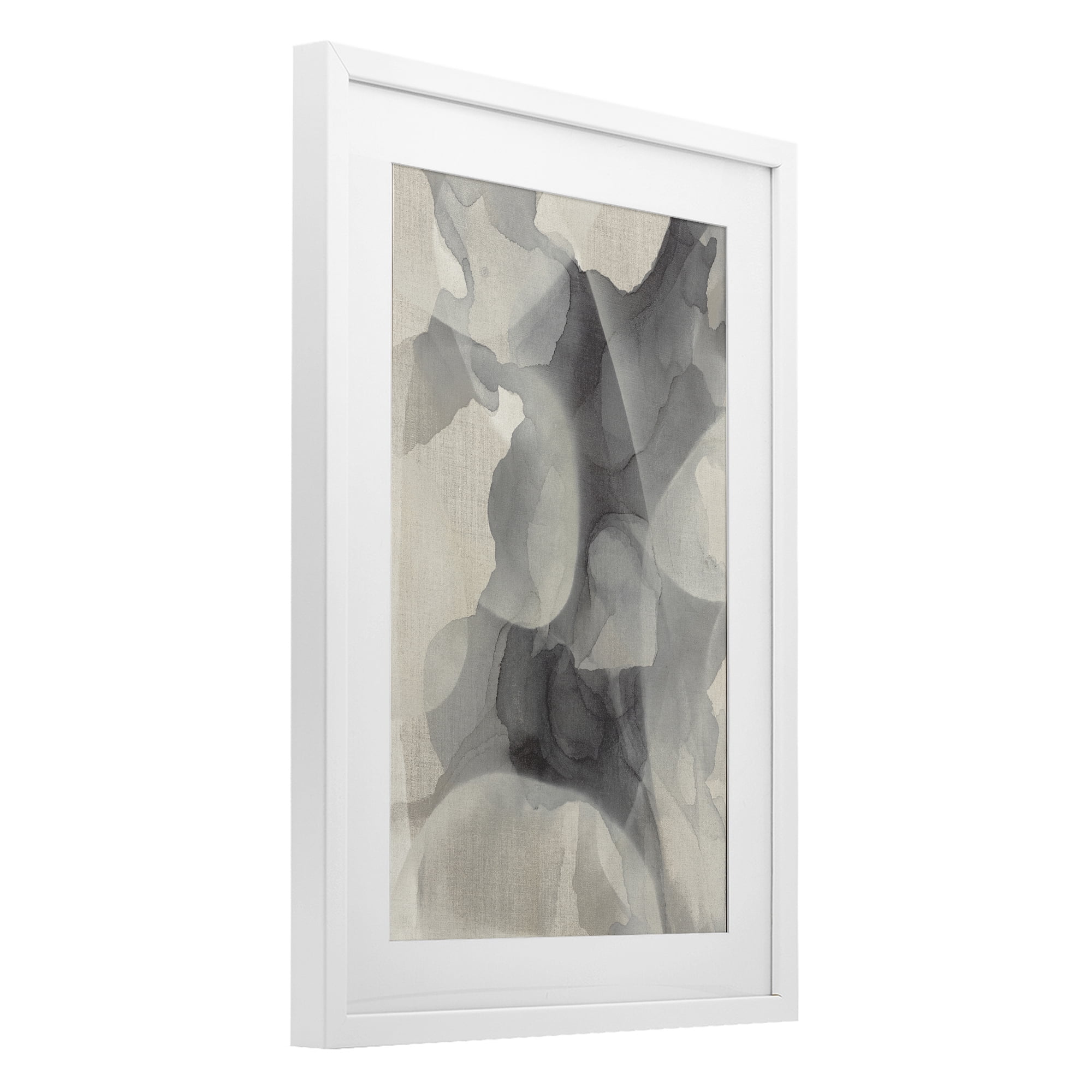Stupell Industries Mottled Monochrome Abstract White Framed Print Under Glass, design by Kippi Leonard