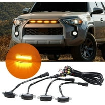 4 PCS Car LED Grille Lights Insert Fit, Waterproof Bright Front Grill Trim Lamps with Wiring Harness, Bumper LED Running Lights (Yellow)Universal Fit for Truck SUV