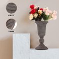 thumbnail image 4 of QUMIIRITY Classic Iron Flower Pot Urn Grey Rustic Style Garden 1Pack, 4 of 6