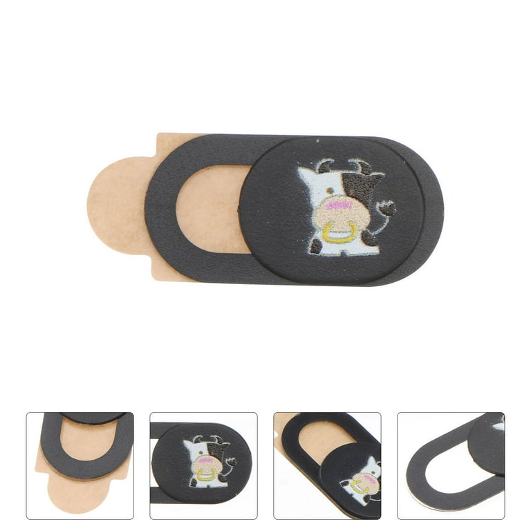 6Pcs Cow Pattern Camera Slide Cover Privacy Webcam Cover Black