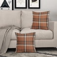thumbnail image 3 of Fall Grey Orange Plaid Pillow Covers 16x16 Set of 2 Buffalo Tartan Print Autumn Themed Decorative Throw Pillows Outdoor Pillowcase Square Linen Farmhouse Cushion Case Decor for Couch Sofa Bed, 3 of 6