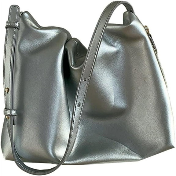 Kukuzhu Shoulder Bags for Women Fashion Leather Hobo Bag Casual Pleated Handbag