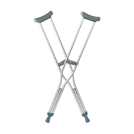 DMI® Push-Button Aluminum Crutches, Youth, Silver, Fits Users 4'7"-5'2"