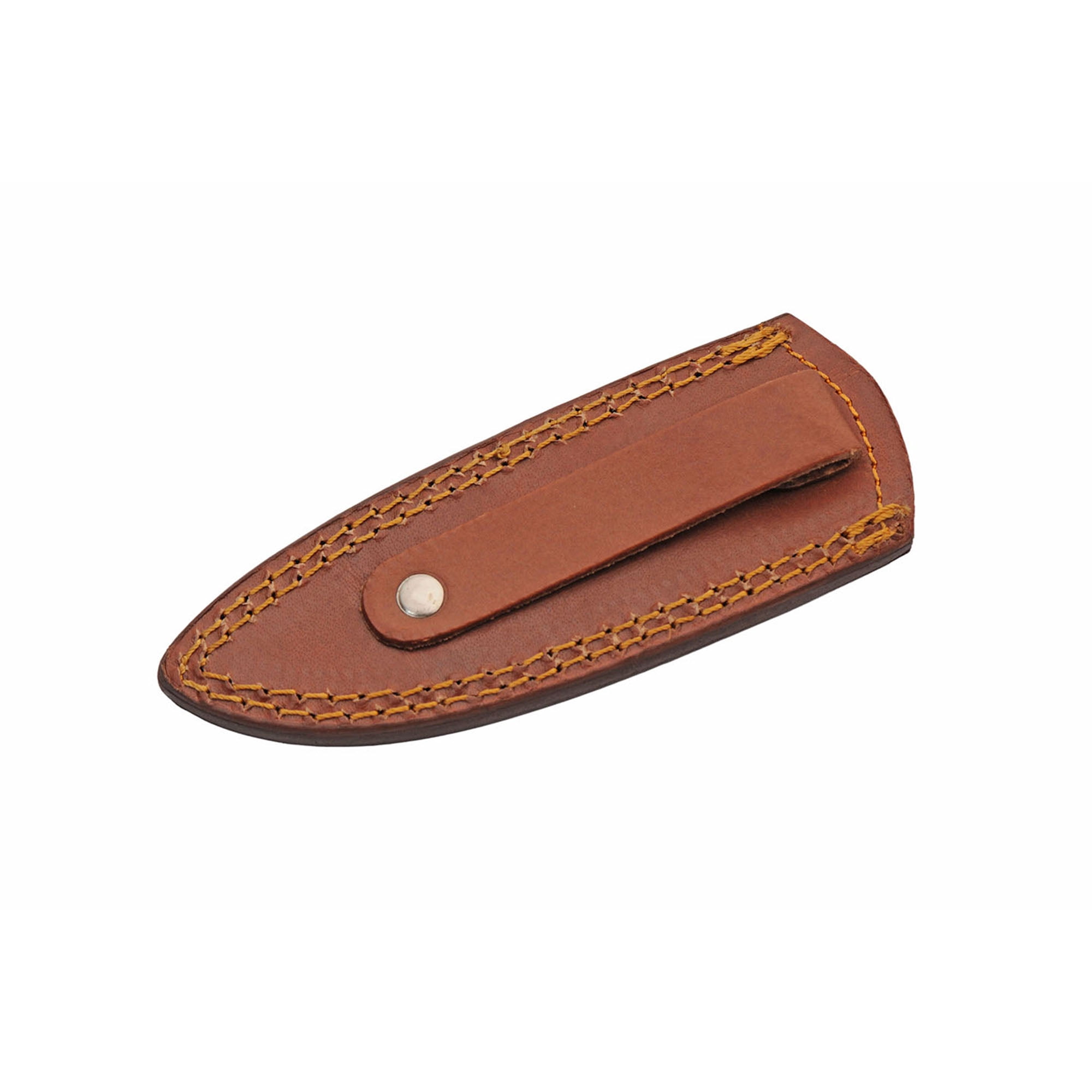 SANZ Tooth Bone 7.25 Inch Decorative Display Utility Knife Damascus Pattern Blade Bone Handle with Leather Sheath