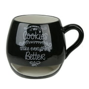 Angle View: 4" Black and White 'Cookies Make Everything Better' Mug