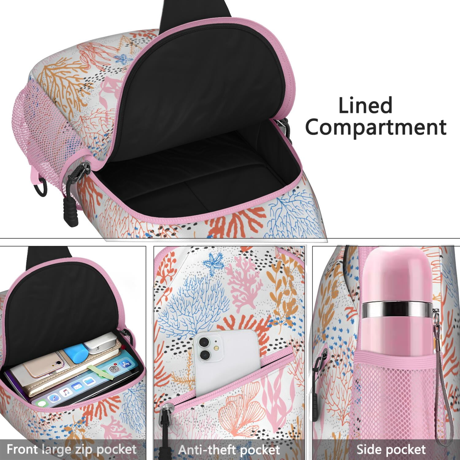 Tropical Crossbody Bag - Nautical Themed Lightweight Shoulder Backpack for Outdoor Adventures - Durable Anti-Theft Design for Beach, Travel, Urban Use