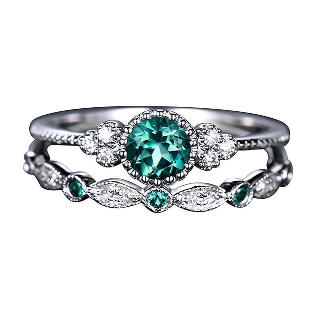 Anillo HUOGUO Fashion Diamond Couple, juego de 2 piezas, tamaños 5 a 10