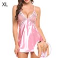 thumbnail image 1 of Camisón sexy de encaje con cuello en V profundo ropa de dormir sin espalda vestido de camisón, rosa, XL Inevent AP001176-29B, 1 of 7