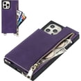 thumbnail image 3 of Crossbody Wallet Case for iPhone 13 Pro Max with Card Slot Holder,iPhone 13 Pro Max Magnetic Flip Folio Purse Case, PU Leather Zipper Handbag with Detachable Lanyard Strap 6.7 Inch 5G (Purple), 3 of 15