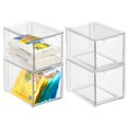 thumbnail image 1 of Mdesign Plastic Pantry Organization And Storage Bin W/Pull Out Drawer - Slim Stackable Kitchen Supplies Storage Container For Organizing Cabinet Fridge Freezer - Lumiere Collection - 4 Pack - Clear, 1 of 4