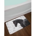 thumbnail image 2 of Equestrian Bath Mat, Black Friesian Sport Horse Portrait on a Snowy Winter Background Novelty Picture, Non-Slip Plush Mat Bathroom Kitchen Laundry Room Decor, 29.5 X 17.5 Inches, White, Ambesonne, 2 of 2