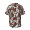 thumbnail image 4 of Goofa Leopard Print Rose Printed Men's Casual Short-sleeved Shirt,Lightweight Breathable Button-down,Summer Casual men's top,Versatile Fashion shirt-4X-Large, 4 of 7
