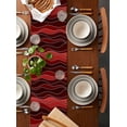 thumbnail image 2 of Red Ombre Table Runner Cotton Linen 36 Inch Holiday Dresser Scarves, Abstract Art Moire Ocean Waves Tablerunner for Kitchen Coffee Dining Bedroom Home Living Room Dinner Scarf Décor 13''x36'', 2 of 9