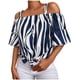 thumbnail image 1 of Camiseta informal anudada con tira de gasa sin tirantes y cuello oblicuo para mujer a la moda Fridja  hj406, 1 of 6