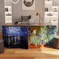 thumbnail image 6 of Red Lantern 3 ft. Short Double Sided Works of Van Gogh Canvas Folding Screen - Irises/Starry Night Over Rhone, 6 of 7