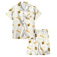 thumbnail image 2 of Little Kids Silk Pajamas Girls Cute Printed Short Sleeve & Short Pants Outfit Comfortable Bee Festival Sleepwear Set White,150, 2 of 5