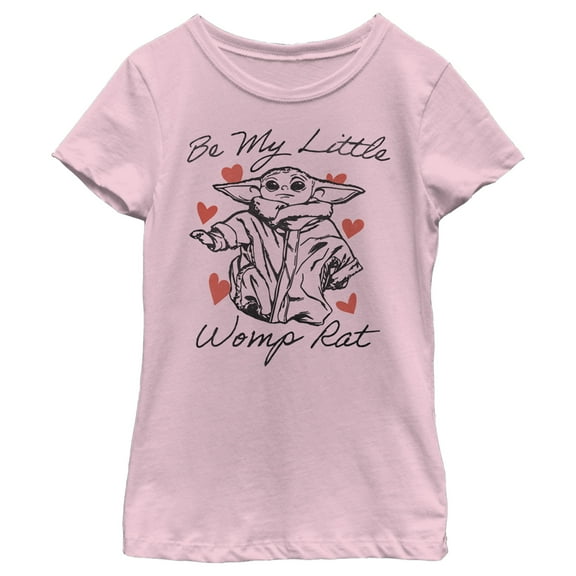 Girl's Star Wars: The Mandalorian Valentine's Day The Child Be My Womp Rat  Graphic Tee Light Pink X Small