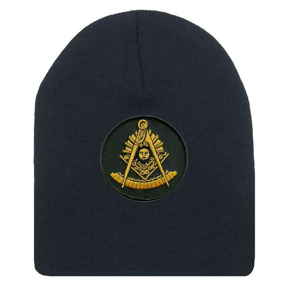 Freemason's Cap Winter - Black Beanie Hat with Golden Past Master Masonic Symbol