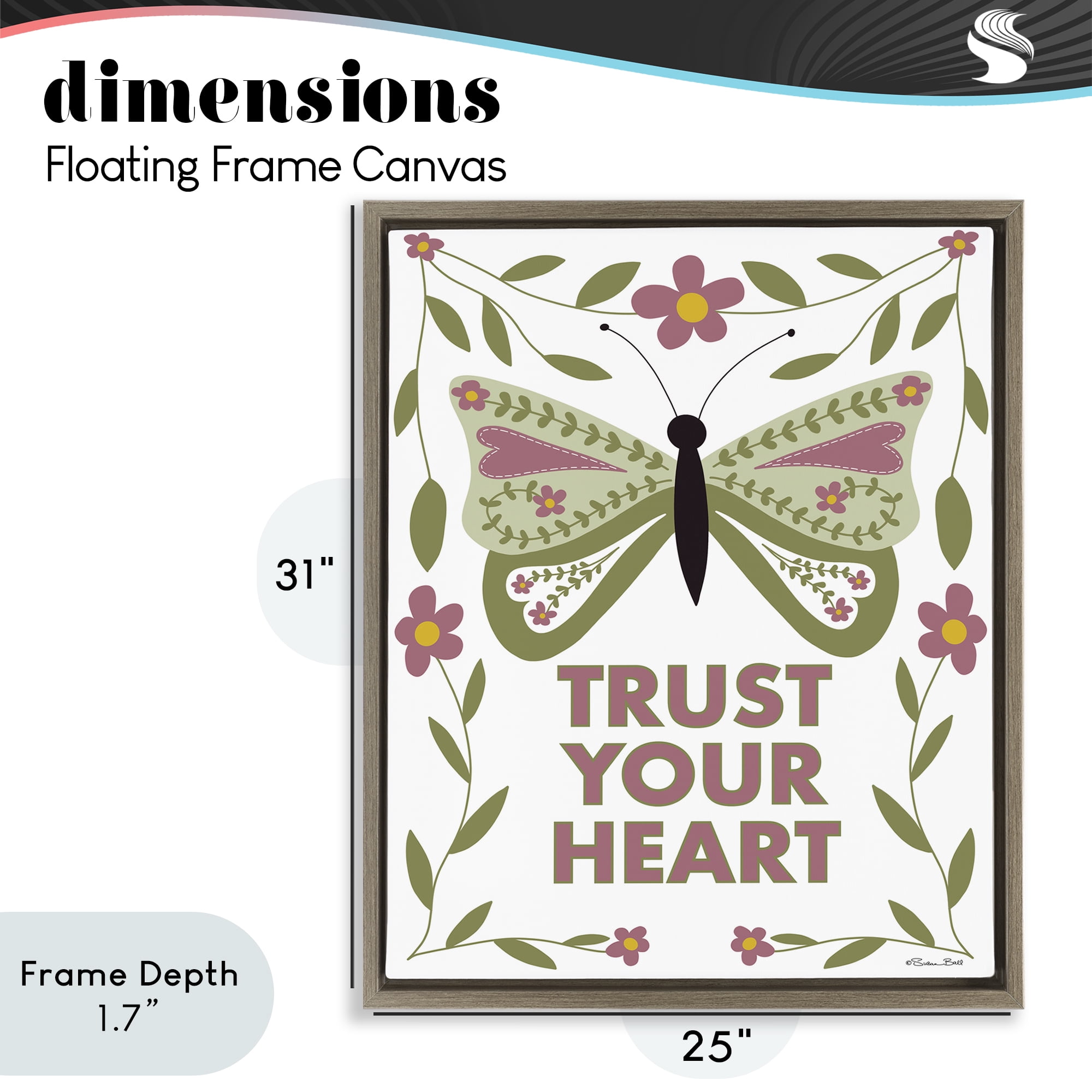 Stupell Industries Trust Your Heart Symmetrical Brown Framed Floater Canvas Wall Art, design by Susan Ball