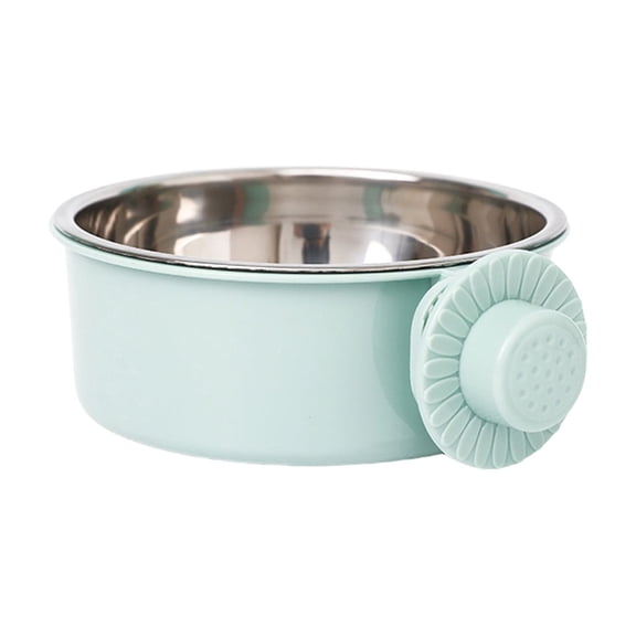 OCCOA Stainless Steel Hanging Dog Bowl for Crates 2 in 1 Water and Food Bowl, Adjustable Clip on Bowl for Small Medium Large Pets, Spill Proof, Green