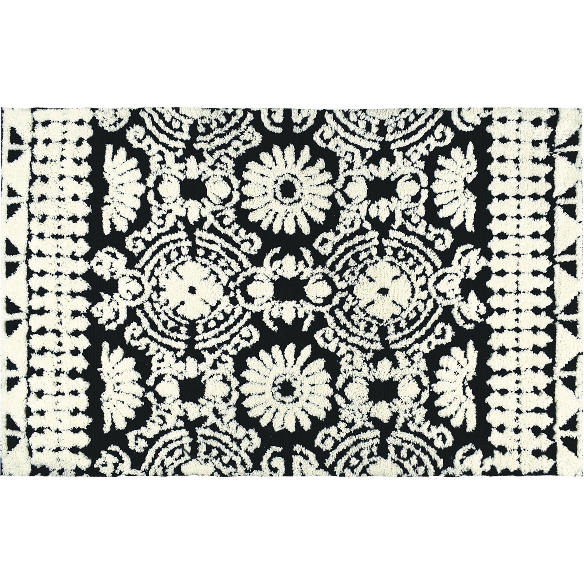 1 75 X 2 75 Spanish Medallion Black And White Rectangular Area Throw Rug Walmart Com Walmart Com