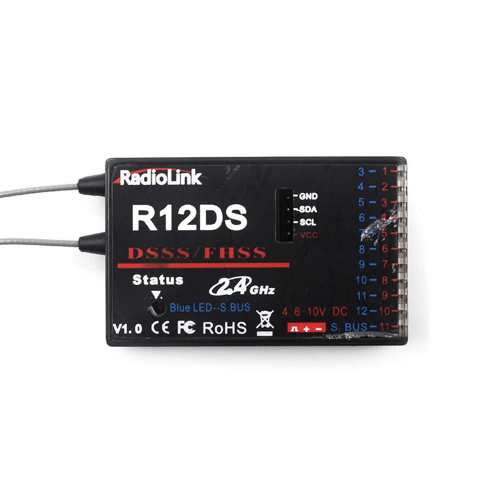 R12DS Receiver and Byme-A Flight Controller for 3D Fixed-Wing Aircraft Straight Wing and More Radiolink AT10II RC Transmitter 12 Channels 