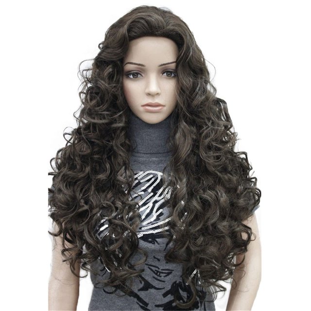 Aimole Pelucas sintéticas largas y rizadas, peluca de mujer de pelo natural (6 marrón castaño)