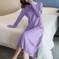 thumbnail image 5 of BUIGTTKLOP Nightgowns for Women Casual Long Sleeve V Neck Tshirt Pajmas Dress Mid Length Sleepwear, 5 of 6