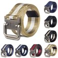 thumbnail image 2 of Men Belt Dual Alloy Buckle All-match Adjustable Webbing Belt Canvas Web Belt, 2 of 9
