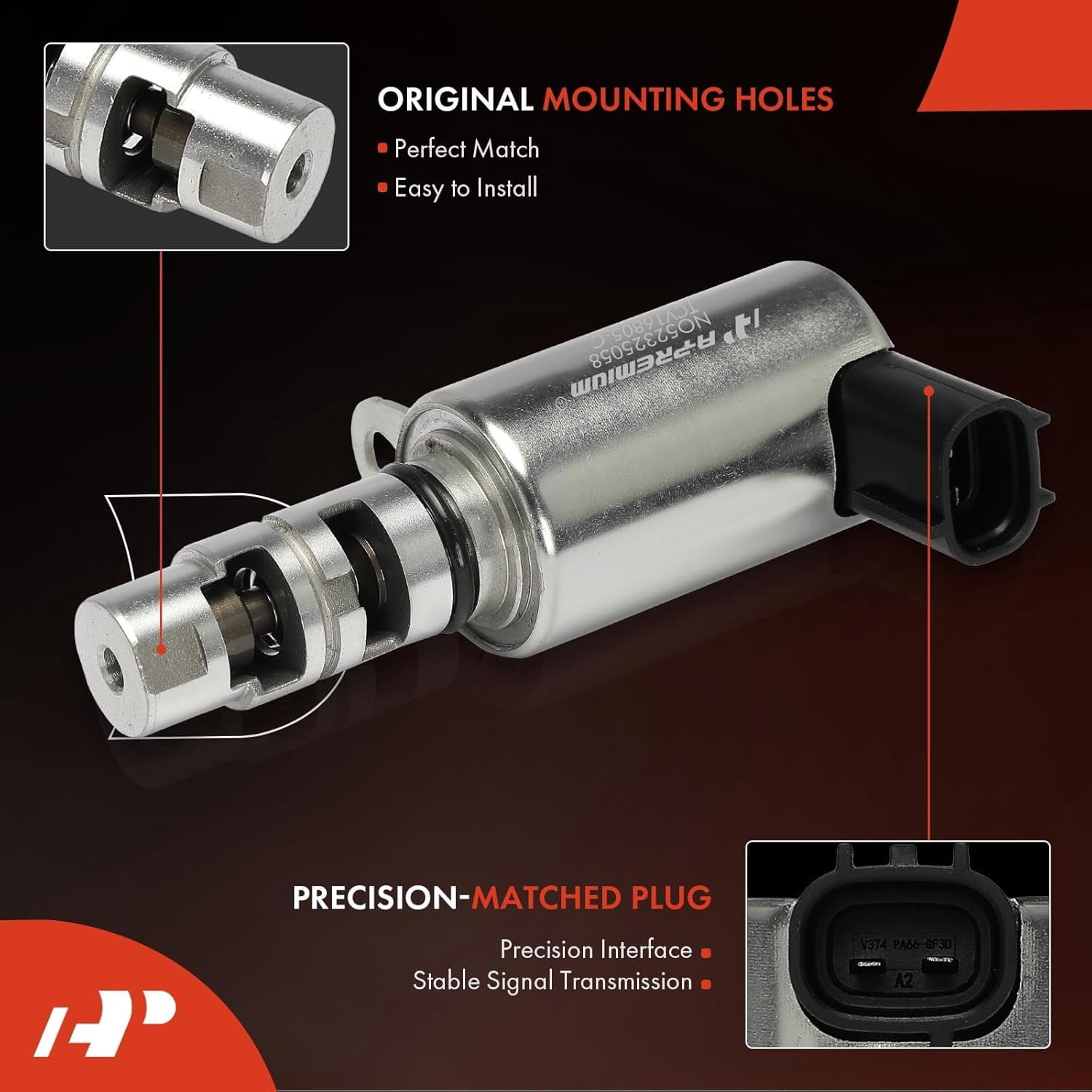 A-Premium Engine Variable Valve Timing (VVT) Solenoid Compatible with Mitsubishi Outlander 2007-2020, 3.0L, Replace# K5T45593, 1028A053