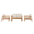 thumbnail image 2 of Modern Outdoor Spindle Style 4 Piece Solid Wood Chat Set - Natural, 2 of 5