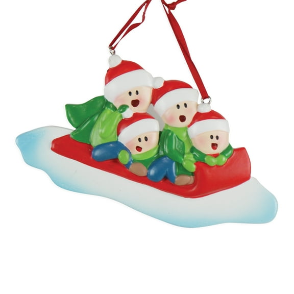 Family Sledding Family Of 4 Christmas Resin Ornament