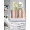 thumbnail image 3 of Orange Striped 2 Panel Kitchen Curtains for Small Windows, Farmhouse Stripes Modern Abstract Art Bathroom Tier Curtain, Short Window Treatment for Bedroom/Living Room 55"x24", 3 of 6