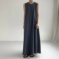 thumbnail image 2 of Robe en Lin de Coton Plissé à Col Rond et à Manches Longues pour Femmes, 2 of 6